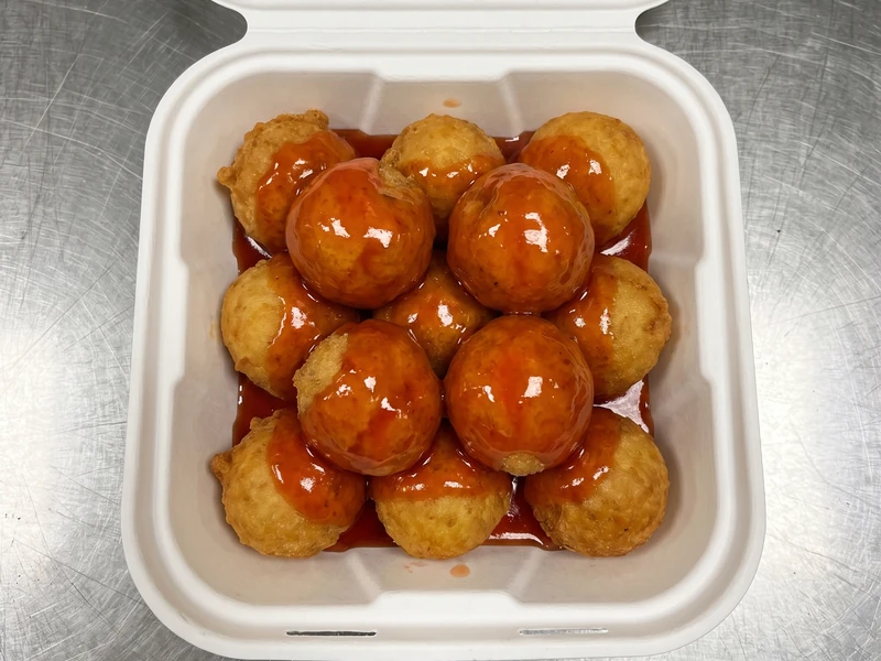 Sweet and sour chicken balls at Spring Wok Express Stoney Creek - crispy Chinese takeout favourite